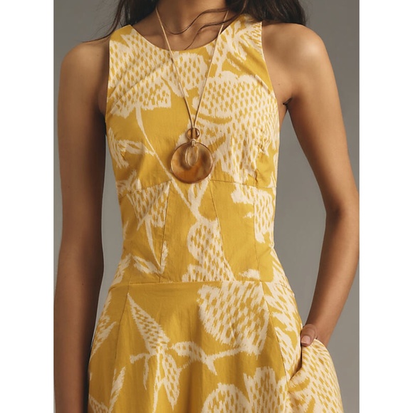 Anthropologie Yellow Floral Midi Dress - Picture 3 of 4